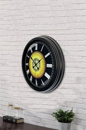 40 Cm Siyah Metal Osmanlı Desen Duvar Saati