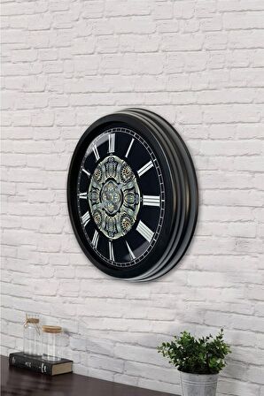 40 Cm Siyah Metal Osmanlı Desen Duvar Saati