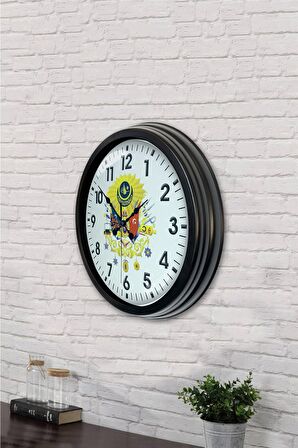 40 Cm Siyah Metal Osmanlı Arması Duvar Saati