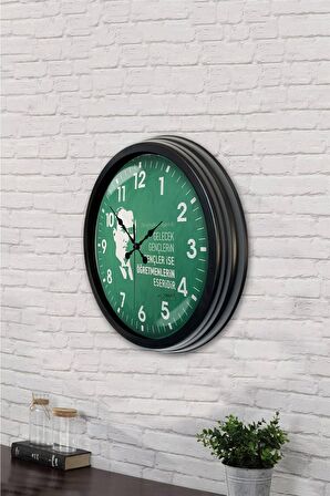 40 Cm Siyah Metal Öğretmenler Günü Duvar Saati