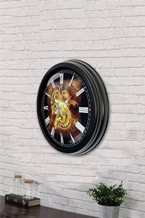 40 Cm Siyah Metal Oğlak Burcu Duvar Saati