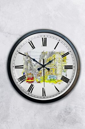 40 Cm Siyah Metal Nostalji Duvar Saati