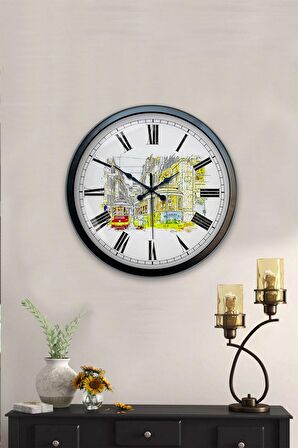 40 Cm Siyah Metal Nostalji Duvar Saati