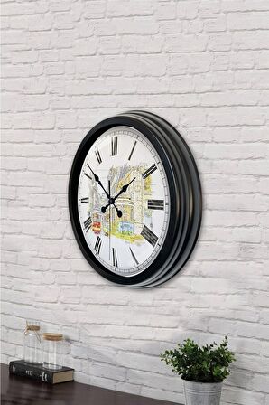 40 Cm Siyah Metal Nostalji Duvar Saati