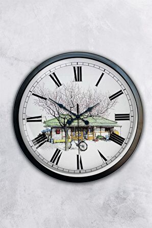 40 Cm Siyah Metal Nostalji Duvar Saati