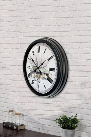 40 Cm Siyah Metal Nostalji Duvar Saati