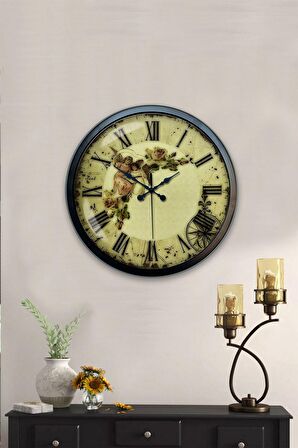 40 Cm Siyah Metal Nostalji Duvar Saati