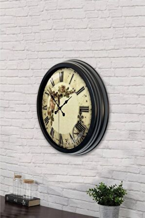 40 Cm Siyah Metal Nostalji Duvar Saati