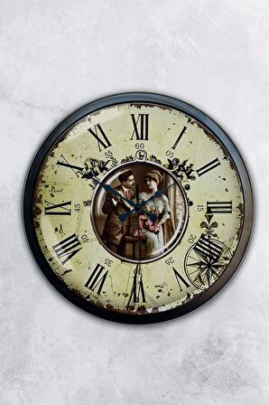 40 Cm Siyah Metal Nostalji Duvar Saati