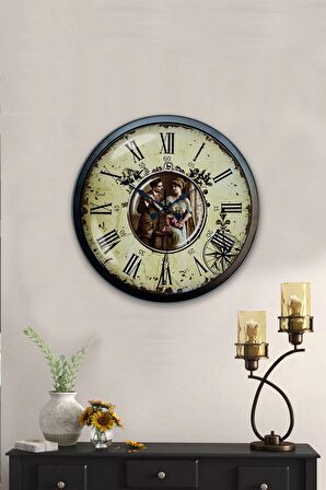 40 Cm Siyah Metal Nostalji Duvar Saati