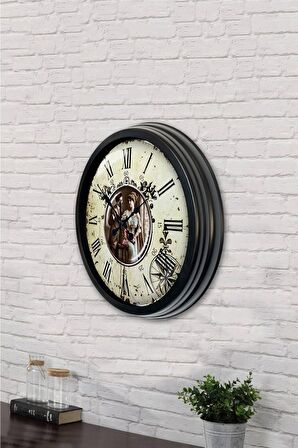 40 Cm Siyah Metal Nostalji Duvar Saati