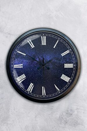 40 Cm Siyah Metal New Blue Duvar Saati