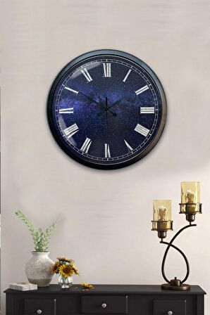 40 Cm Siyah Metal New Blue Duvar Saati
