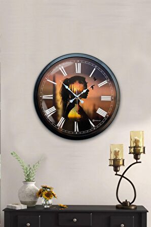 40 Cm Siyah Metal Naturalizm Duvar Saati