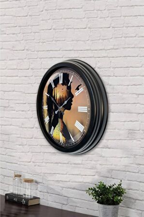 40 Cm Siyah Metal Naturalizm Duvar Saati