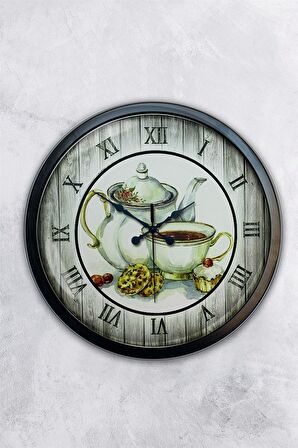 40 Cm Siyah Metal Mutfak Duvar Saati