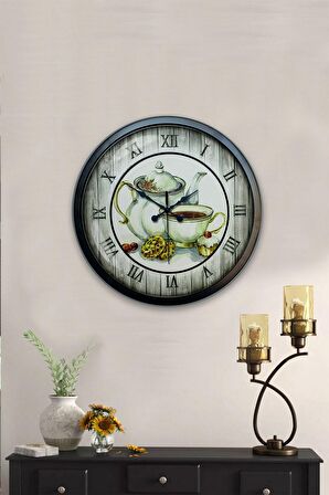 40 Cm Siyah Metal Mutfak Duvar Saati