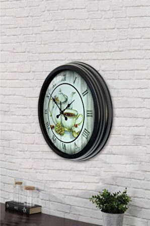 40 Cm Siyah Metal Mutfak Duvar Saati