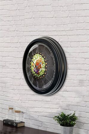 40 Cm Siyah Metal Mutfak Duvar Saati