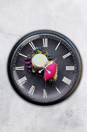 40 Cm Siyah Metal Mutfak Duvar Saati