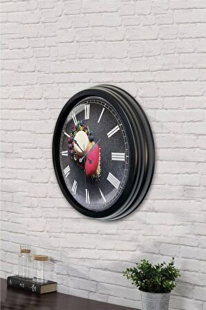 40 Cm Siyah Metal Mutfak Duvar Saati