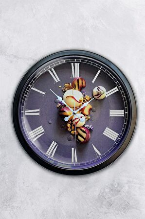 40 Cm Siyah Metal Mutfak Duvar Saati