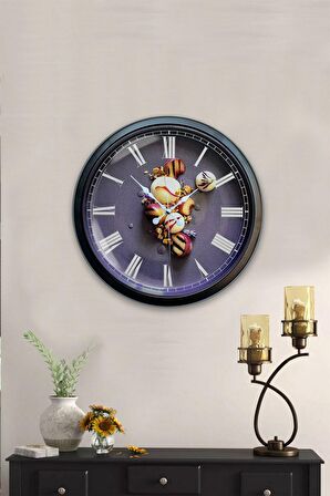 40 Cm Siyah Metal Mutfak Duvar Saati