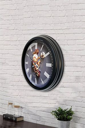 40 Cm Siyah Metal Mutfak Duvar Saati