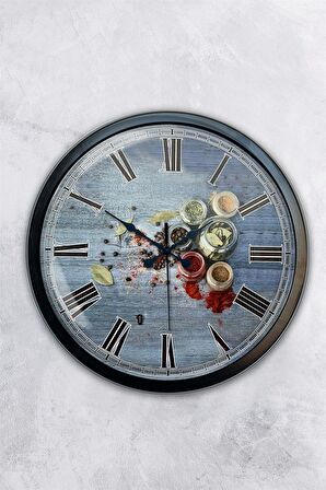 40 Cm Siyah Metal Mutfak Duvar Saati