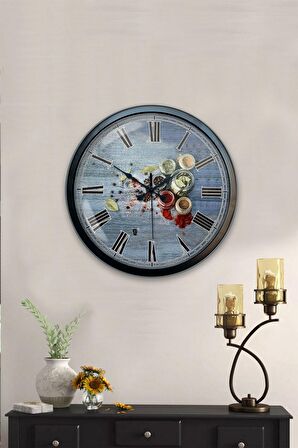 40 Cm Siyah Metal Mutfak Duvar Saati