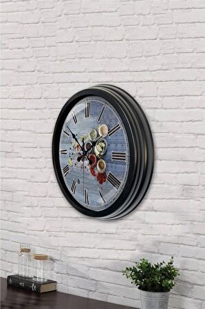 40 Cm Siyah Metal Mutfak Duvar Saati