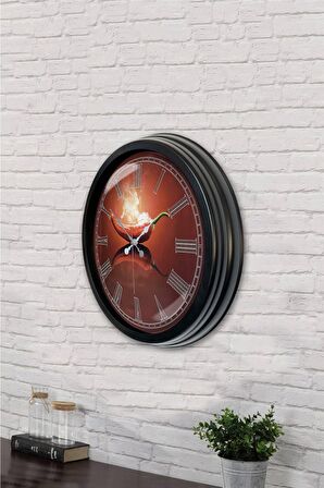 40 Cm Siyah Metal Mutfak Duvar Saati