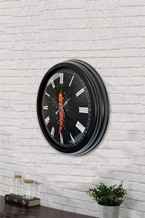 40 Cm Siyah Metal Mutfak Duvar Saati