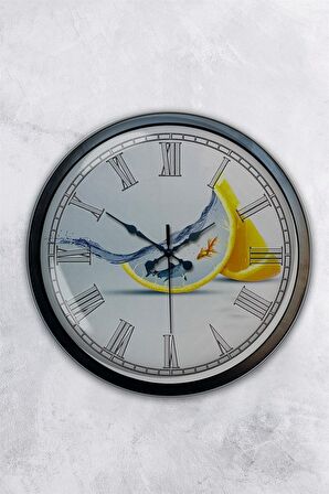 40 Cm Siyah Metal Mutfak Duvar Saati