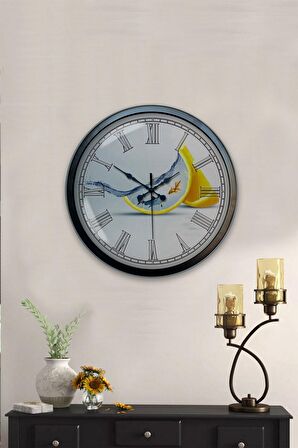 40 Cm Siyah Metal Mutfak Duvar Saati