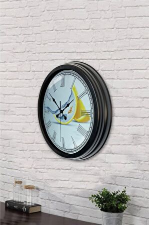 40 Cm Siyah Metal Mutfak Duvar Saati