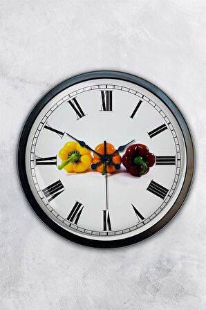 40 Cm Siyah Metal Mutfak Duvar Saati