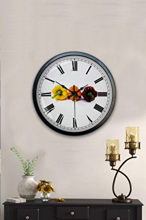 40 Cm Siyah Metal Mutfak Duvar Saati