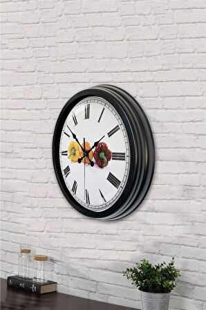 40 Cm Siyah Metal Mutfak Duvar Saati