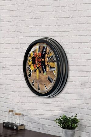 40 Cm Siyah Metal Mutfak Duvar Saati