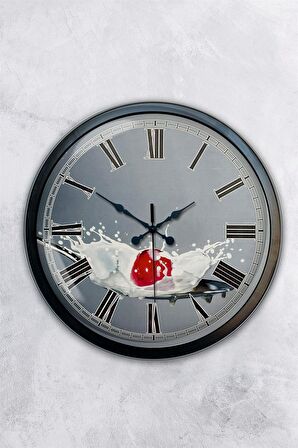 40 Cm Siyah Metal Mutfak Duvar Saati