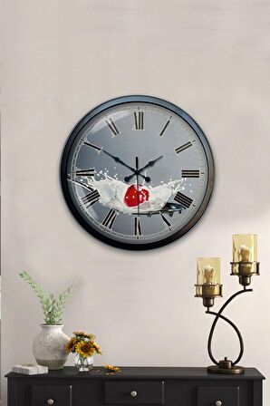 40 Cm Siyah Metal Mutfak Duvar Saati