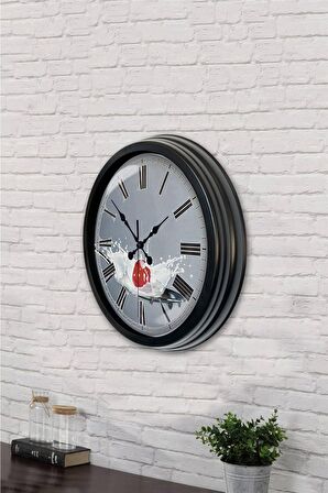 40 Cm Siyah Metal Mutfak Duvar Saati