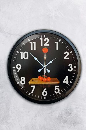 40 Cm Siyah Metal Mutfak Duvar Saati