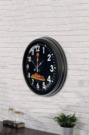 40 Cm Siyah Metal Mutfak Duvar Saati