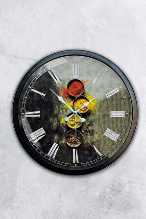40 Cm Siyah Metal Mutfak Duvar Saati