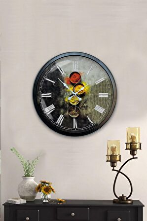 40 Cm Siyah Metal Mutfak Duvar Saati