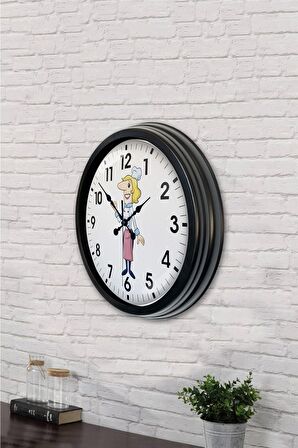 40 Cm Siyah Metal Mutfak Duvar Saati