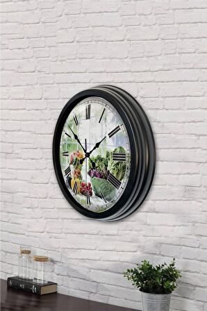 40 Cm Siyah Metal Mutfak Duvar Saati
