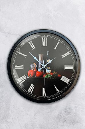 40 Cm Siyah Metal Mutfak Duvar Saati